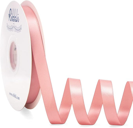 Ribbli Rose Gold Satin Ribbon Double Faced Satin 1/2 inch x Continuous 50 Yards-Rose Gold Ribbon for Gift Wrapping Crafts Wedding Decoration Bows Bouquet Floral Arrangement