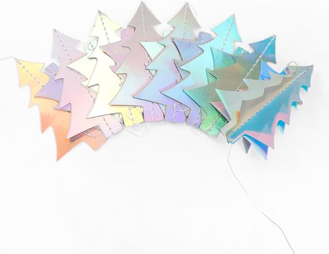 Iridescent Holographic Christmas-Tree Party-Decorations Garland - 25 Ft Hanging Disco Birthday Paper Streamers Banner,Wedding Engagement Baby Bridal Shower Bachelorette Decor Ouruola