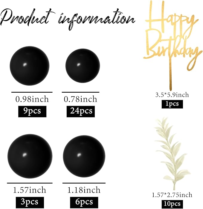 MIAHART Ball Cake Toppers Boho Grass Cake Topper Ball Cake Insert Decoration for Birthday Wedding Baby Shower Party Decorations Boho Themed Party Supplies (Black)