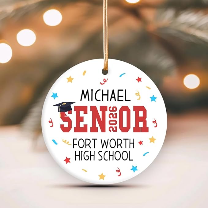 Personalized Senior Year Christmas Ornaments, Custom Class of 2026 Graduation Gifts for Senior Students, Class of 2026, Christmas Decorations, Custom Name Gift, Graduation Gifts for Him Her
