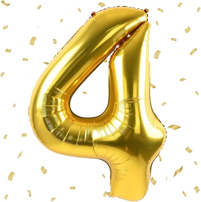 40 inch Gold Number Balloon Giant Foil Helium Balloons Gold Number 4 Balloon for 4th Birthday Party Anniversary Decorations Supplies