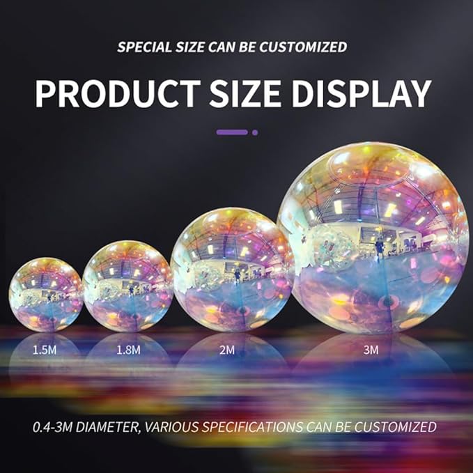 Inflatable Mirror Ball,Silver & Gold & Iridescent Giant Mirror Balloon,Big Shinny Balls,Reusable PVC Hanging Disco Sphere For Party & Wedding & Event Decoration (Iridescent, 39in 3.3ft 1m)