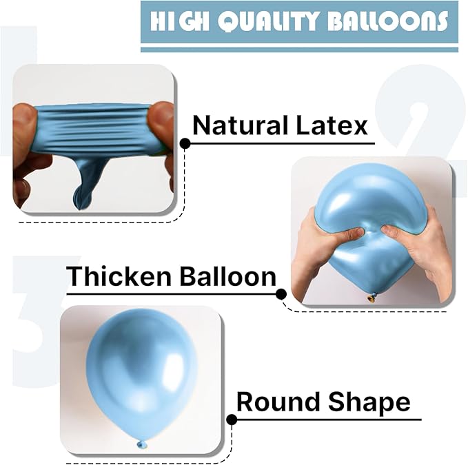 PartyWoo Metallic Blue Balloons, 50 pcs 12 Inch, Balloon Garland or Arch Decorations, Unisex, Birthday, Wedding