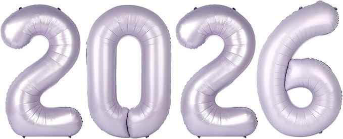 Lilac 2026 Number Balloon, Lilac Number Balloons 40 Inch, 2026 Balloon Birthday Decorations, 2026 Birthday Party Supplies