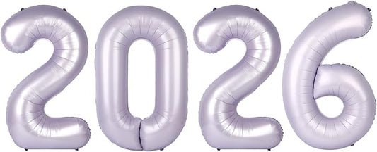 Lilac 2026 Number Balloon, Lilac Number Balloons 40 Inch, 2026 Balloon Birthday Decorations, 2026 Birthday Party Supplies