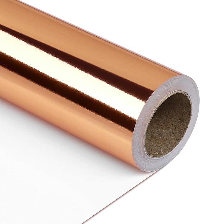 NESCCI Champagne Golden Metallic Wrapping Paper, Solid Color Paper,Gift Wrapping Paper,Perfect for Wedding,Valentine's Day,Birthday,Baby Shower,DIY Bouquet (17.5 Inches X 32.8 Feet)