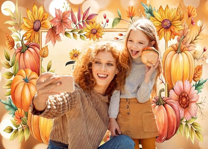 CYLYH 10X8FT Fall Backdrop Thanksgiving Background Autumn Farm Harvest for Fall Party Decoration Banner