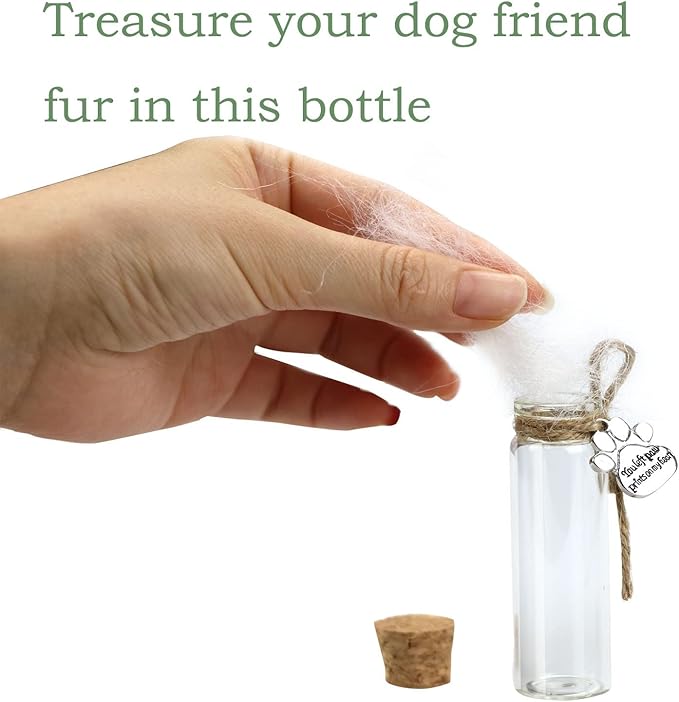 Pet Hair Memorial Bottle,Glass Vial for Ashes Or Hair Dog Or Cat Keepsake Pet Loss Gift (Bottle)