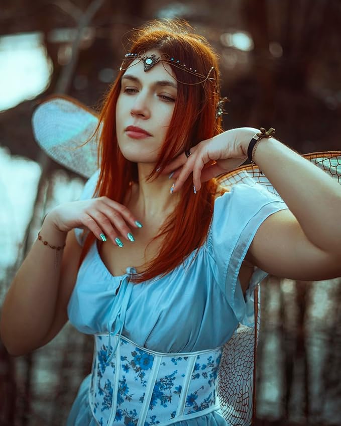 Renaissance Fairy Tale Costume Set - Elf Ear Cuff Earrings Decorative Medieval Fairy Winding Tiara Crown for Cosplay