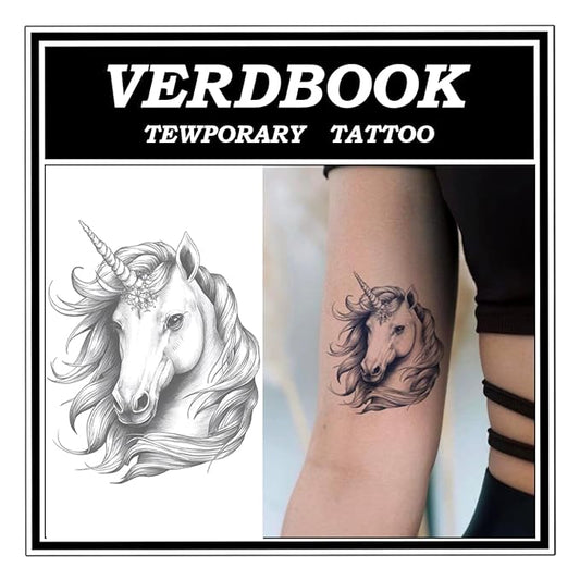 Waterproof Temporary Tattoos: 2-Sheet Tattoo Kit with Realistic Body Stickers, Semi-Permanent Tattoos for Adults Lasting 7-15 Days – Safe for Men & Women, Mystic Steed