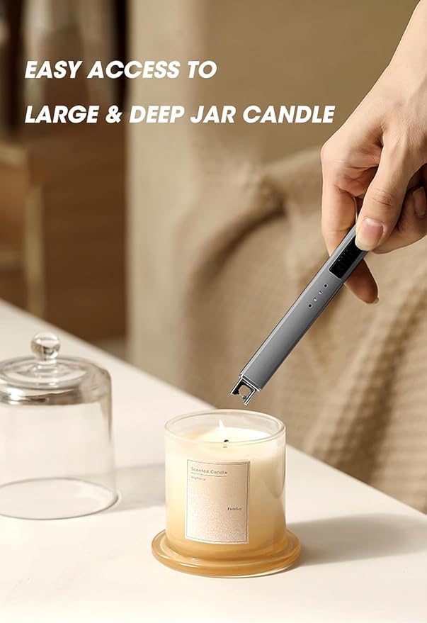 MEIRUBY Electric Candle Lighter, Christmas Stocking Stuffers Gifts for Women Mom Men Wife Sister, USB Arc Rechargeable Windproof Long Lighter for Candle BBQ Housewarming Birthday Gifts Idals