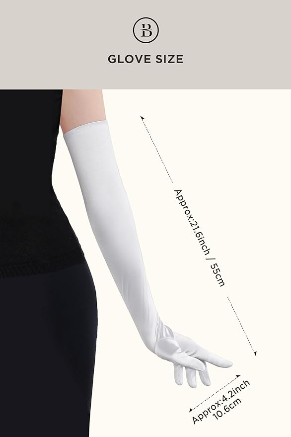 BABEYOND Long Opera Party 1920s Satin Tea Party Gloves Costume Stretchy Adult Size Elbow Length Bridal Gloves