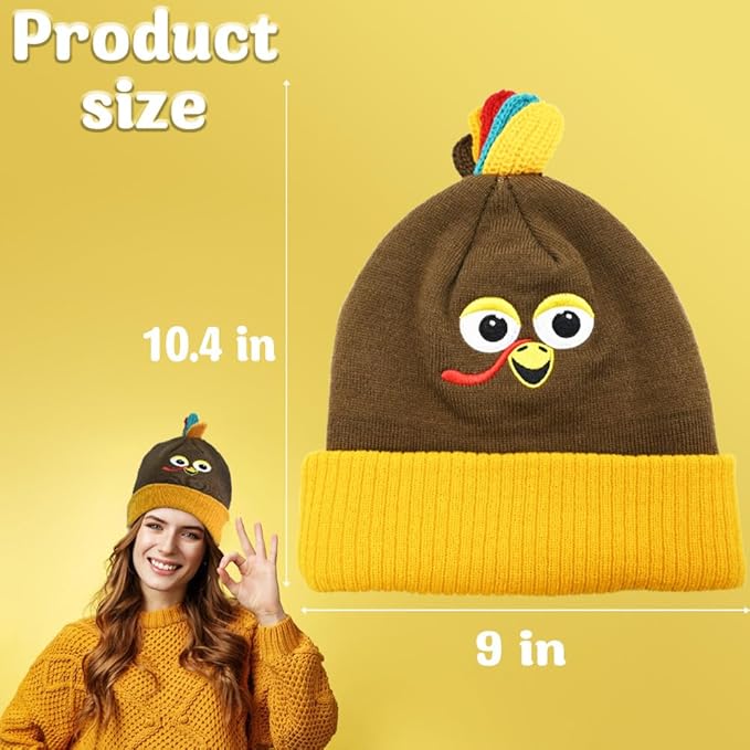 WODMAZ Thanksgiving Beanie Hat, Turkey Trots Hat for Adults Women Men Dress Up Party, Role Play and Thanksgiving Costume Accessories