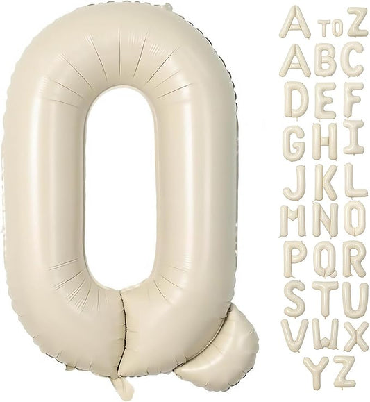 Cream Letter Q Balloons,40 Inch Balloons Letter Q Mylar Helium Large Q Balloon for Birthday Party Anniversary Decorations
