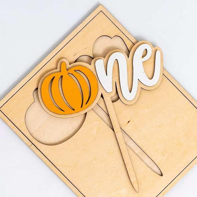 Pumpkin One Cake Topper - First Fall Harvest Theme Party Decoration, Halloween 1st Birthday Party Decoration, First Birthday Party Cake Smash Topper，Fall Thanksgiving Party Supplies