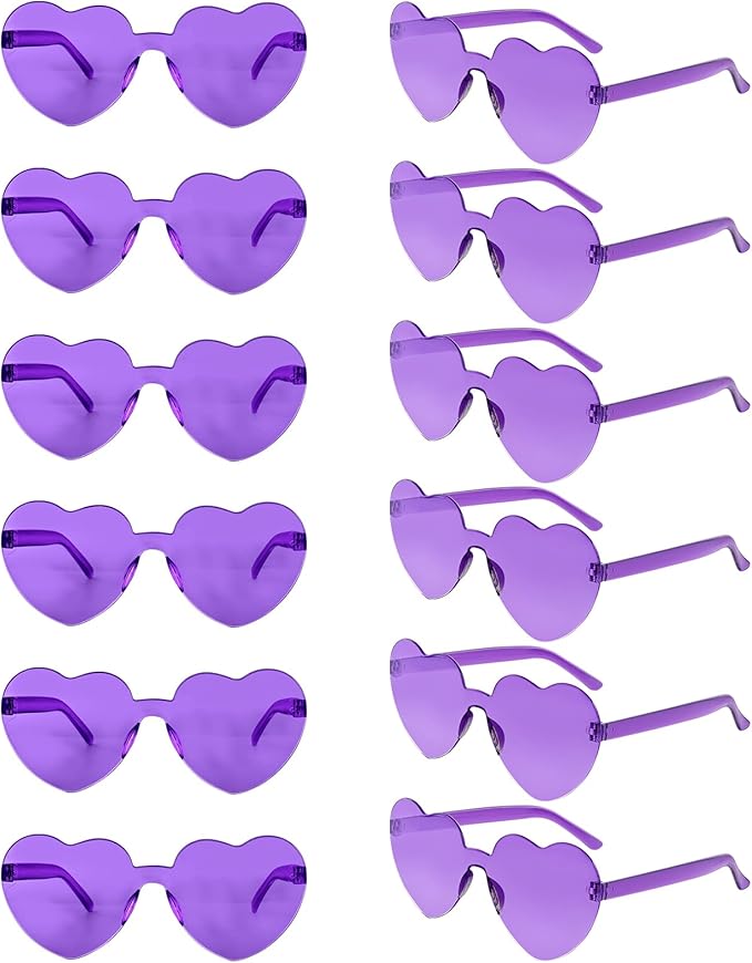 12 Pack Heart Sunglasses for Women Transparent Heart Glasses for Bachelorette Birthday Party Favor Gifts