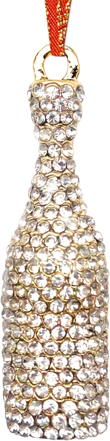 Bottle Christmas Ornaments Metal Bottle Ornaments for Christmas Tree Decor White Rhinestones Bottle Hanging Ornaments Funny Hanging for Xmas Decor Keepsake Gift for Women Girl Party Supplies