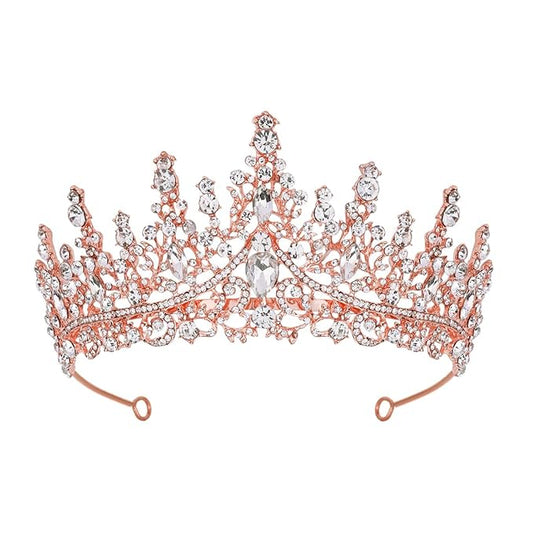 Schmoopy Tiara Crown for Women, Hair Accessories for Party Wedding (B-Rose)