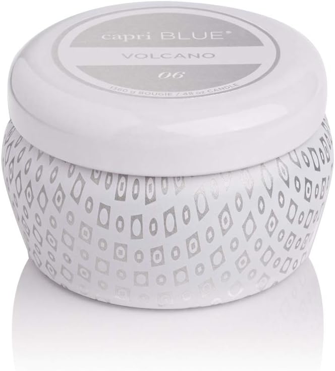 Capri Blue Volcano Scented Mini Tin Candle - Luxury Home Candle in Tropical Fruit & Sugared Citrus - Soy Wax Blend - White (3 oz)