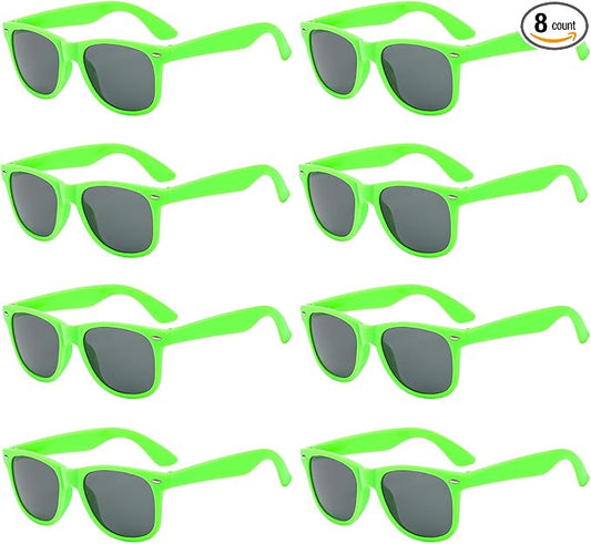 Pibupibu Neon Colors Party Favor Supplies Unisex Sunglasses Pack of 8