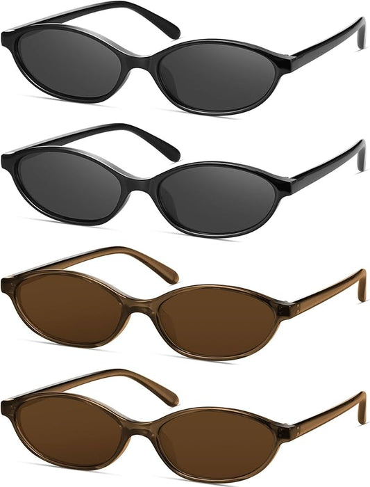 Retro Oval Cat Eye Sunglasses for Women Y2k Designer Trendy Narrow Shades UV protection Sun Glasses