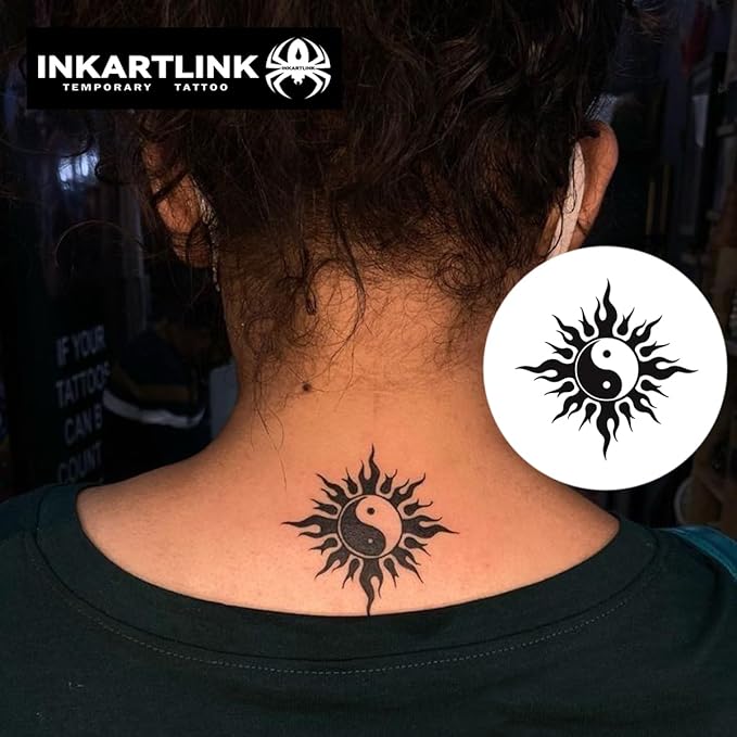 INKARTLINK Tattoo Tech, 2 Sheets Medium Semi Permanent Tattoo, Temporary Tattoos, Last 1-2 Weeks, Waterproof, Realistic Look, No Adhesive, No Reflection (Religion Design) 158