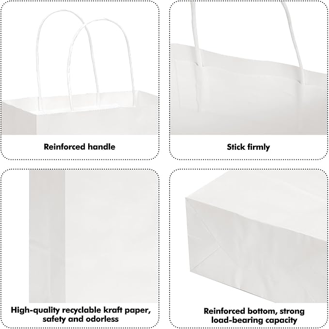 OUTUXED 35pcs Paper Gift Bags with Handles, 7.1x3.6x9.3in Kraft Medium Size Paper Bags for Retail, Gift Wrapping and Shopping