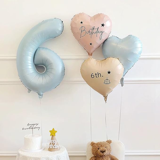 40 Inch Matte Blue 6 Number Balloons Light Blue Number 6 Foil Balloon Mylar Helium Balloon for Birthday Party Decoration Wedding Anniversary Supplies (Number 6)