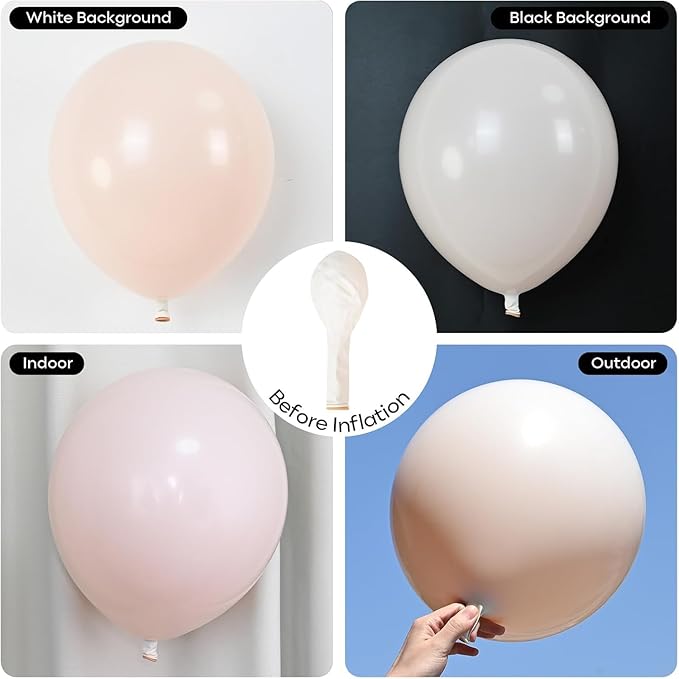 Neutral Balloons Arch Kit, Cream Peach Boho Balloons Garland with Double Stuffed Sand White Balloon and Light Pink Balloon for Baby Shower Birthday Wedding Bridal Shower Party Decorations