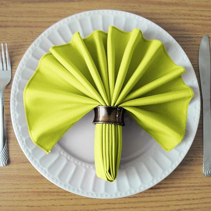 TableLinensforLess 17x17 Inch Polyester Cloth Napkins, Set of 6 (Green Apple)