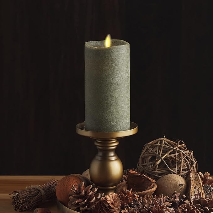 Luminara - Flameless LED Battery Operated Flickering Pillar Candles - Stone Grey - Pack of 1-3x6.5 - Realistic Moving Flame Real Wax Indoor/Outdoor