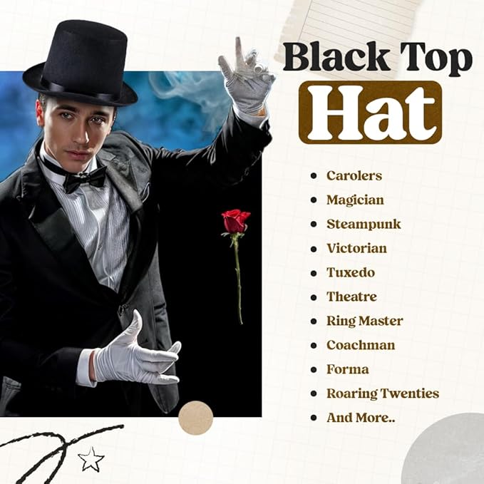 Funny Party Hats Top Hats for Adults Dress Up Hats Costume Party Hats for Men Women Unisex