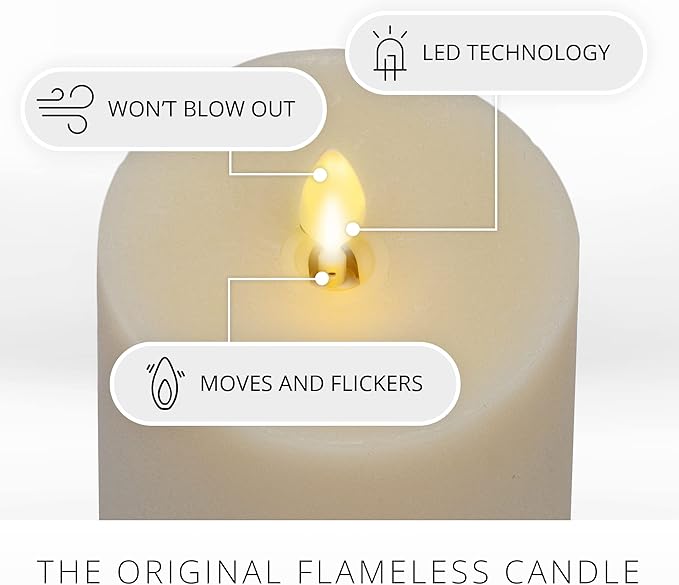 Luminara - Flameless LED Battery Operated Flickering Pillar Candles - Ivory - Pack of 1-3x6.5 - Realistic Moving Flame Real Wax Indoor/Outdoor Decor