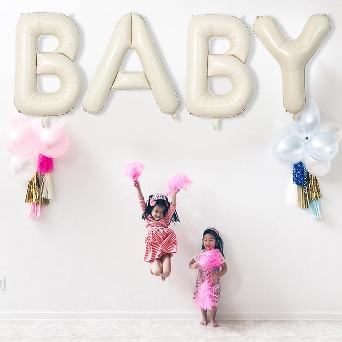 40 Inch Letter Balloons Cream, Big Alphabet B Foil Word Beige, Large Inflatable Name White Decor, Mylar Helium Custom for Women Birthday Party Decoration