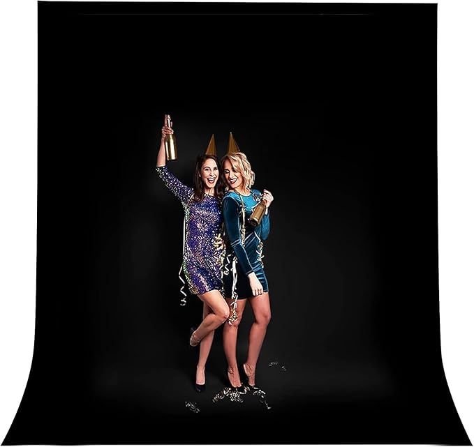 10x20ft Black Backdrop for Photography, Dual-Size Dual-Pocket Design Photo Booth Background for Portrait Photoshoot, Party and Video with Both Options of 10 feet and 20 feet in Width