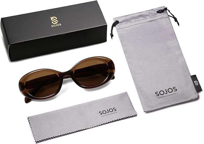 SOJOS Small Retro Oval Polarized Sunglasses for Women Men 90s Vintage UV400 Protection Tiny Sun Glasses SJ2286