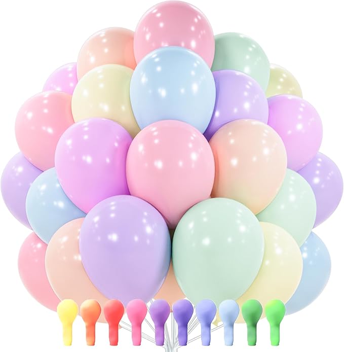 PartyWoo Pastel Balloons 100 pcs 12 Inch Pastel Rainbow Color Spring Latex Helium Balloons for Graduation Baby Shower Gender Reveal Easter Birthday Party Decorations