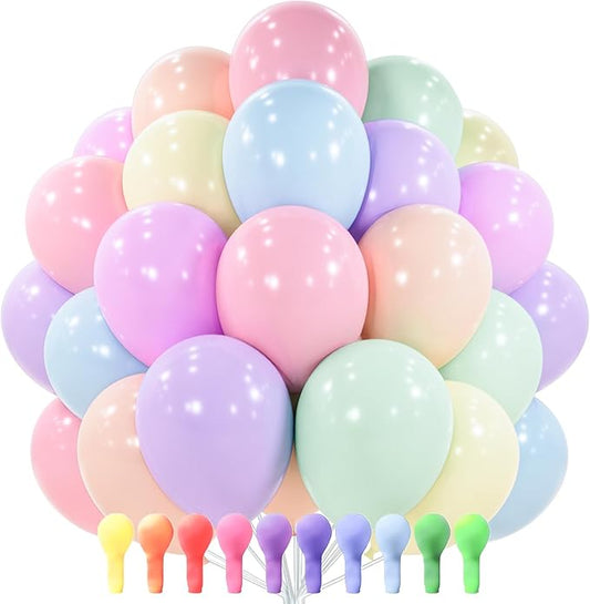 PartyWoo Pastel Balloons 100 pcs 12 Inch Pastel Rainbow Color Spring Latex Helium Balloons for Graduation Baby Shower Gender Reveal Easter Birthday Party Decorations