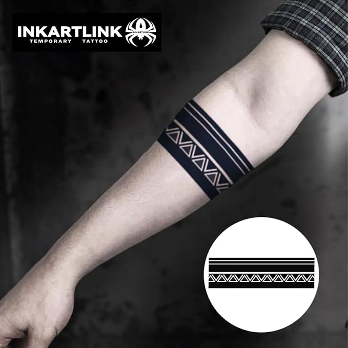 INKARTLINK semi-permanent temporary tattoos, realistic arm tattoos, waterproof and non-reflective, exquisite packaging, unique design (Armband 1)