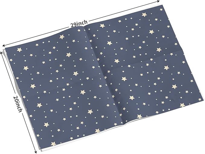 Wrapping Paper Flat 8 Sheets for Birthday, Holiday, Father'S Day, Weddings, Graduations, Navy Printed with Geometric Patterns, Checks, Stars, Spots 20 X 29 Inches Each