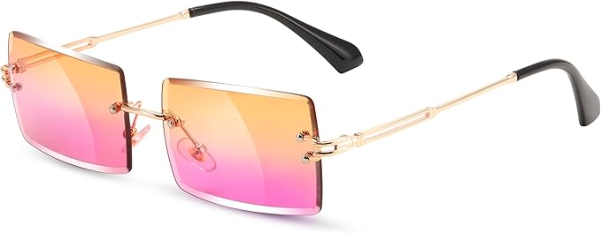 FEISEDY Vintage Rimless Sunglasses Rectangle Frameless Candy Color Glasses Women Men B2642