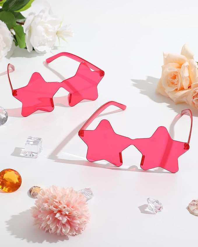 40 Pairs Rimless Star Sunglasses Bulk Wholesale Transparent Candy Color Star Glasses for Women Men Party Favors