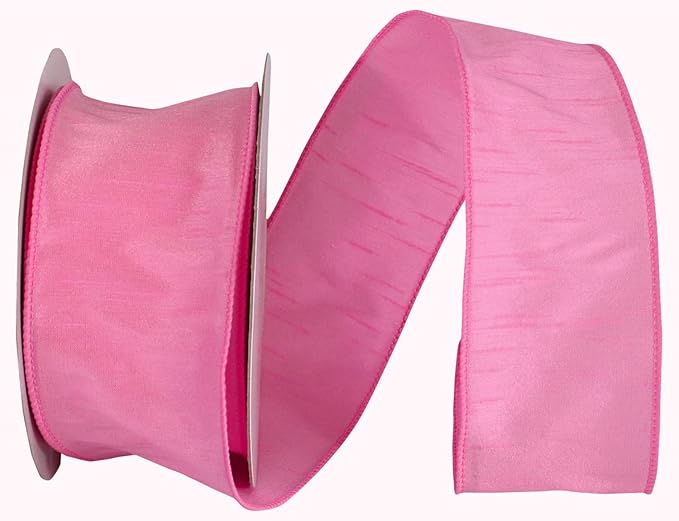 Reliant Ribbon 92975W-061-40H Dupioni Supreme Wired Edge Ribbon, 2-1/2 Inch X 20 Yards, Pink