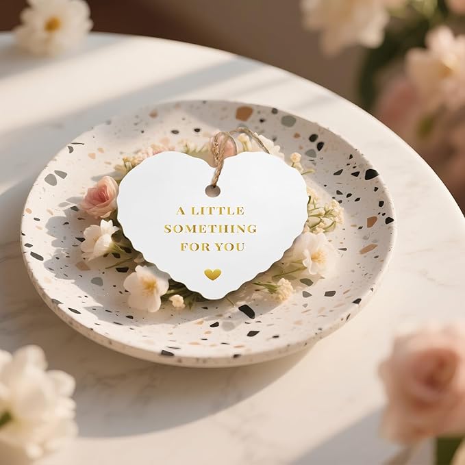 50pcs Gold Foil Thank You Tags with String, Pre-Punched Hole Gift Tags with String - Perfect for Weddings, Baby Showers, Parties, Holidays, Anniversaries, Celebrations (2.36"*2.16")