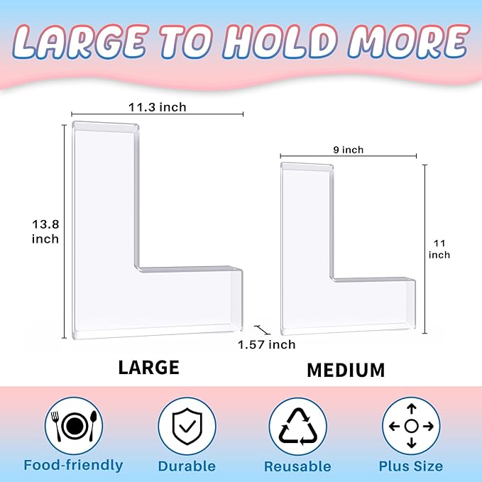 13.8" Extra Large Acrylic Letter Charcuterie Board Box, Reusable Fillable Letter Cake Candy Dish Display Serving Tray for Birthday Anniversary Party Decoration (L)