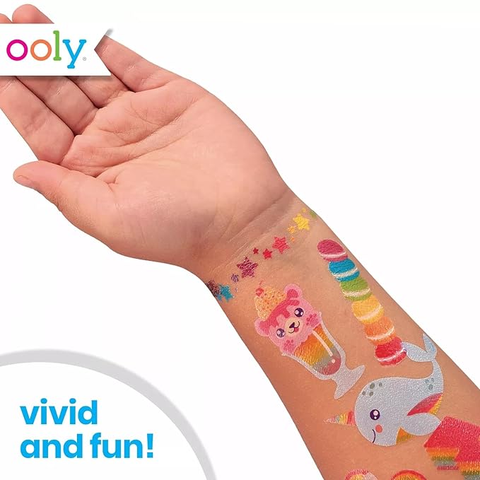 Ooly 50 Temporary Tattoos For Kids, Safe & Non-Toxic Temporary Tattoo, Party Favors Gifts for Kids, Great Goodie Bag Stuffers & Fun Birthday Decorations - Awesome Doodles