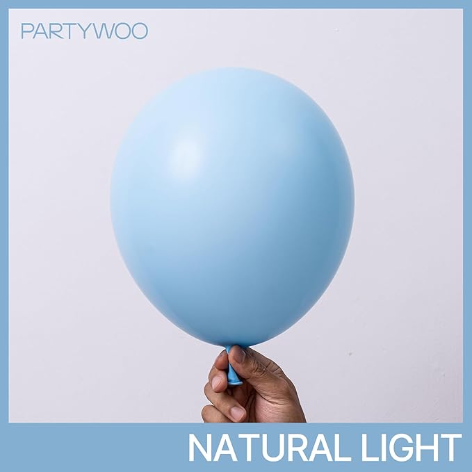 PartyWoo Light Blue Balloons 85 pcs Different Sizes of 18 12 10 5 Inch Baby Pastel Sky Aqua Blue Balloon Arch Kit Garland for Graduation Baby Shower Gender Reveal Birthday Party Decorations Blue-Y4