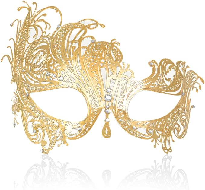 MYMENU Masquerade Mask for Couples Women Metal Rhinestone Venetian Party Evening Prom ball
