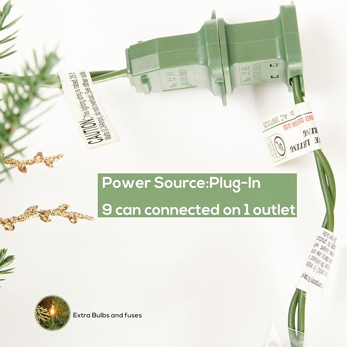 Christmas Garland with Prelit 9ft with 50 Warm White Lights, Pulg in, Green PVC Mixed PE for Indoor Holiday Door Home Decorations Stairs Fireplaces Wall
