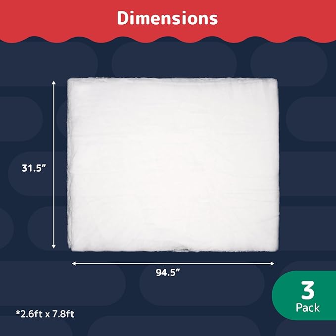 PREXTEX Artificial Snow Roll - Pack of 3 Large Snow Blanket for Table Decor and Holiday Decorations - White Christmas Decor for Christmas Village Sets, Xmas Party Decorations
